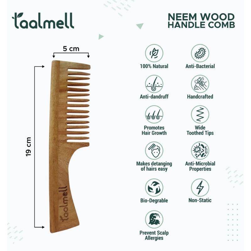 Buy Neem wood Handle Comb | Wide Toothed Tips | With Anti-Fungal Properties | Pack of 2 | Shop Verified Sustainable Products on Brown Living