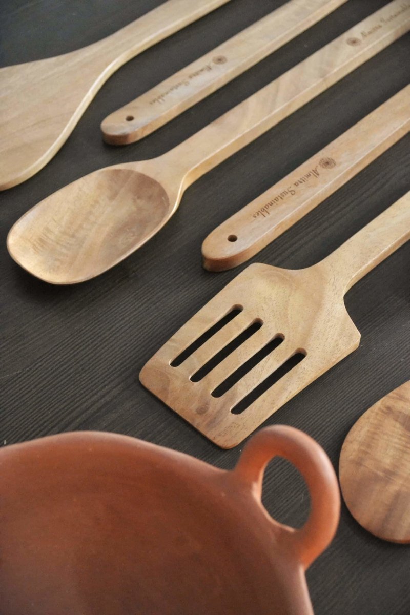 Buy Neem Wood Kitchen Ladle Set (Set of 7) | Shop Verified Sustainable Kitchen Tools on Brown Living™