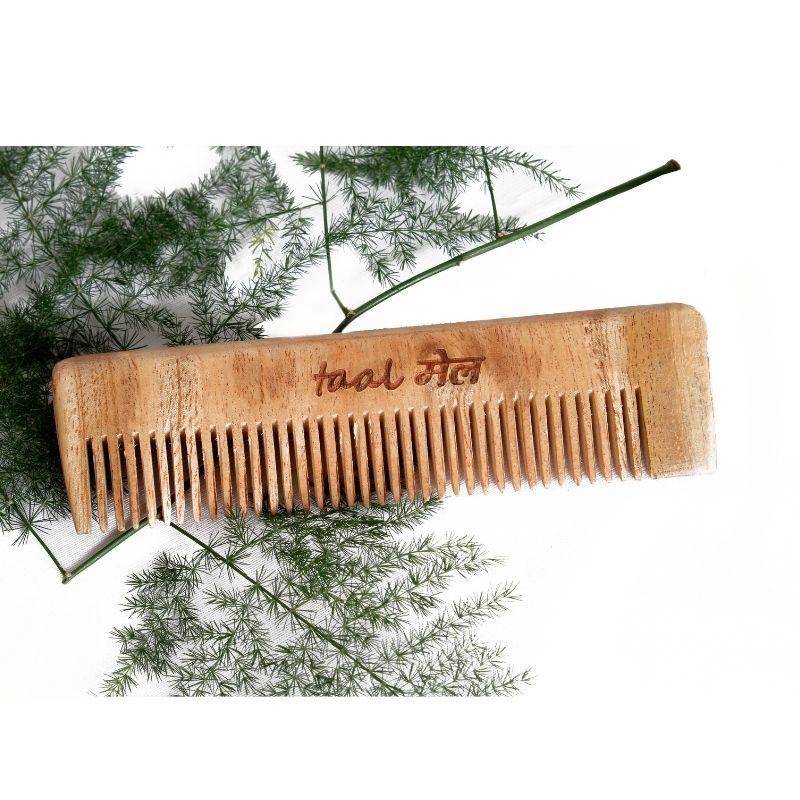 Neem wood Pocket Comb Pack of 2 | Narrow Toothed tips | Verified Sustainable by Brown Living™