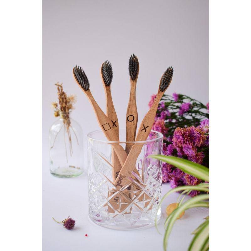Buy Neem Wood Toothbrush - 100% Pure Neem, Charcoal Infused Bristles, Soft Bristles | Shop Verified Sustainable Products on Brown Living