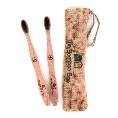Neem Wood Toothbrush | Curve Handmade Handle | Charcoal Infused Bristles Antibacterial Properties – Tooth Brush on Brown Living™. SKU: TBB - 53. Img 2.