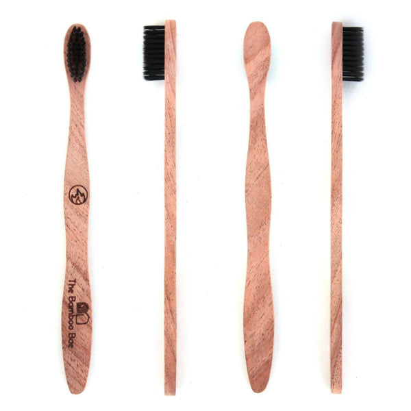 Buy Neem Wood Toothbrush | Curve Handmade Handle | Charcoal Infused Bristles Antibacterial Properties | Shop Verified Sustainable Tooth Brush on Brown Living™