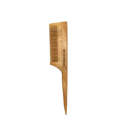 Fine Tail Neem Wood Comb (Pack of 1) | Infused with Neem and Tulsi | Verified Sustainable by Brown Living™