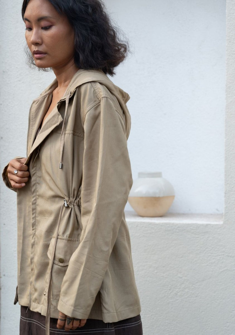 Buy Nelson Utility Jacket | Khaki | Deep Brown | Khaki Printed | Shop Verified Sustainable Products on Brown Living