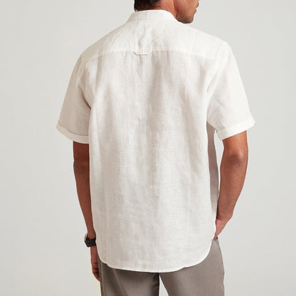 Neo Organic Linen Round Colar Button Down Shirt | Verified Sustainable by Brown Living™