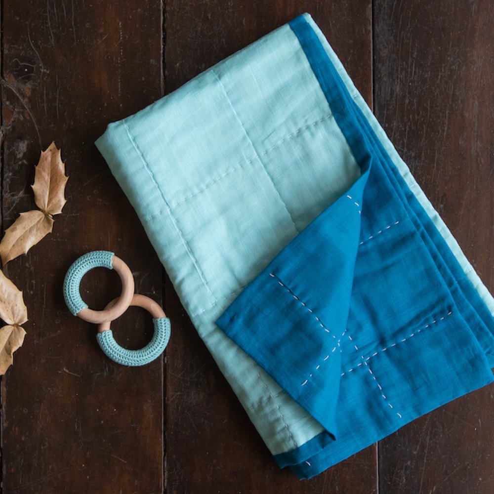 Kathi New Born Quilt with set of 2 teethers | Verified Sustainable by Brown Living™