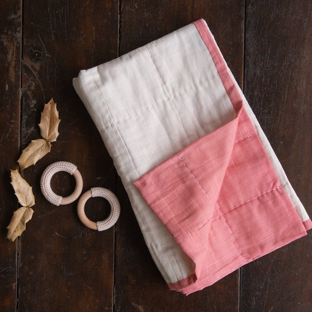 Kathi New Born Quilt with set of 2 teethers | Verified Sustainable by Brown Living™