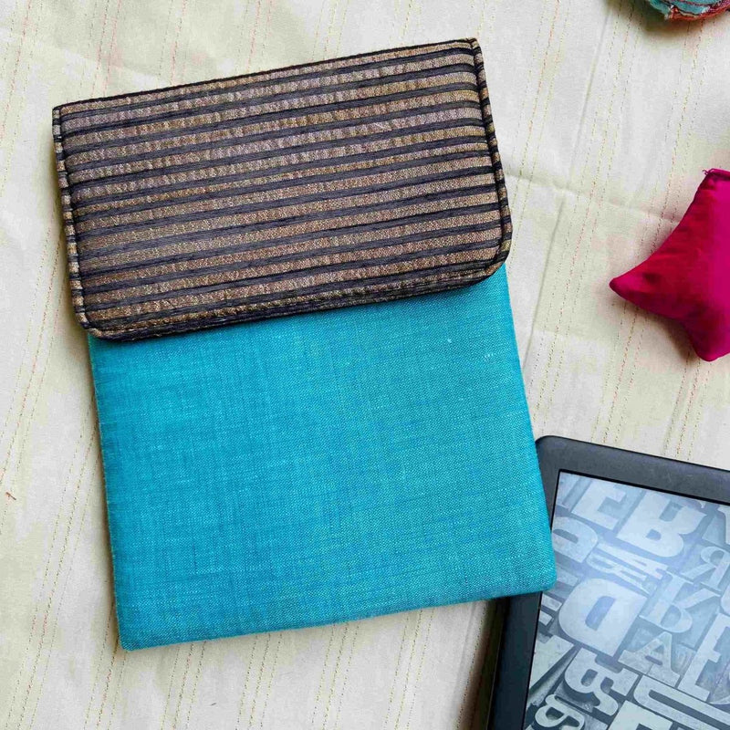 Buy New Year Special Kindle Sleeve - Solid Blue with Silvery stripes | Shop Verified Sustainable Tech Accessories on Brown Living™