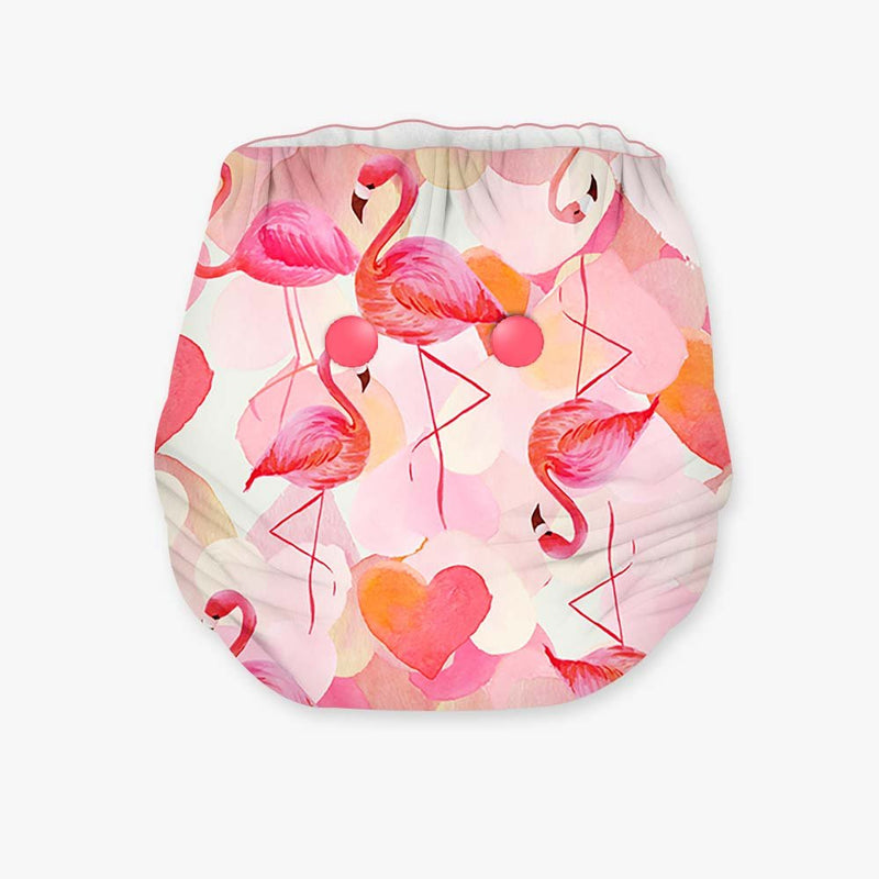 Buy Flamingo Hearts Newborn Bliss Diapers for Newborn Babies (2.5-7kg) | 1 Cloth Diaper, 1 Wet-Free Organic Cotton Prefold & 1 Booster Pad | Shop Verified Sustainable Baby Diapers on Brown Living™