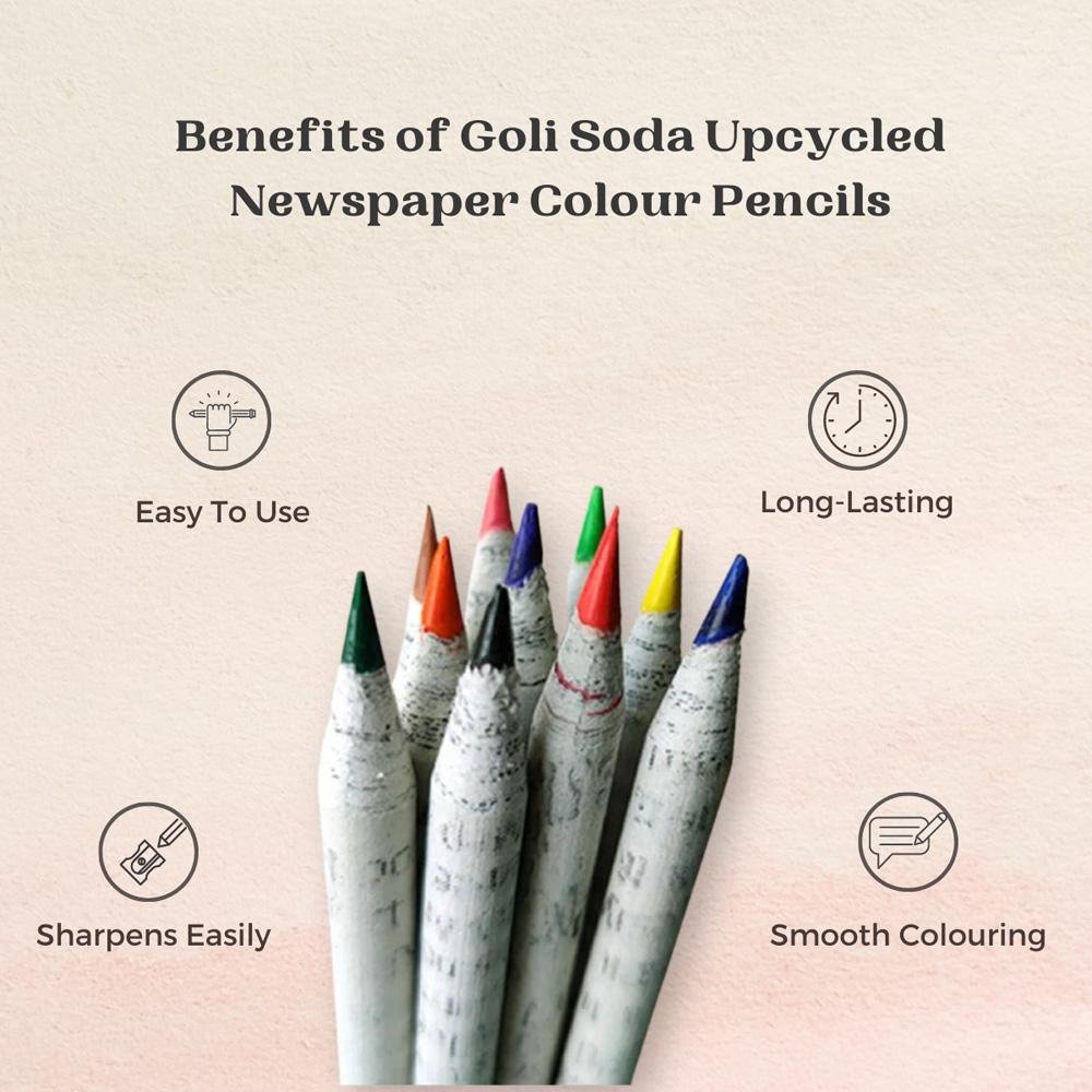 Newspaper Colour Pencils 10 Colours | Verified Sustainable by Brown Living™