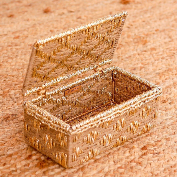 Buy Nihaar Jute & Gold Box | Shop Verified Sustainable Baskets & Boxes on Brown Living™