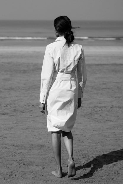 Nina White Poplin Shirt Dress | Verified Sustainable by Brown Living™