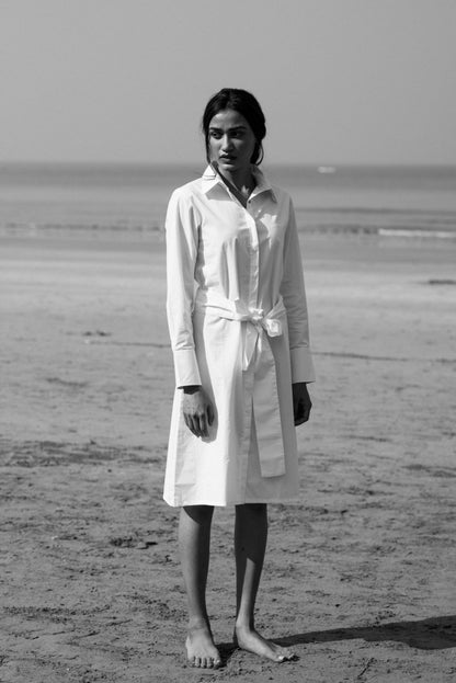 Nina White Poplin Shirt Dress | Verified Sustainable by Brown Living™