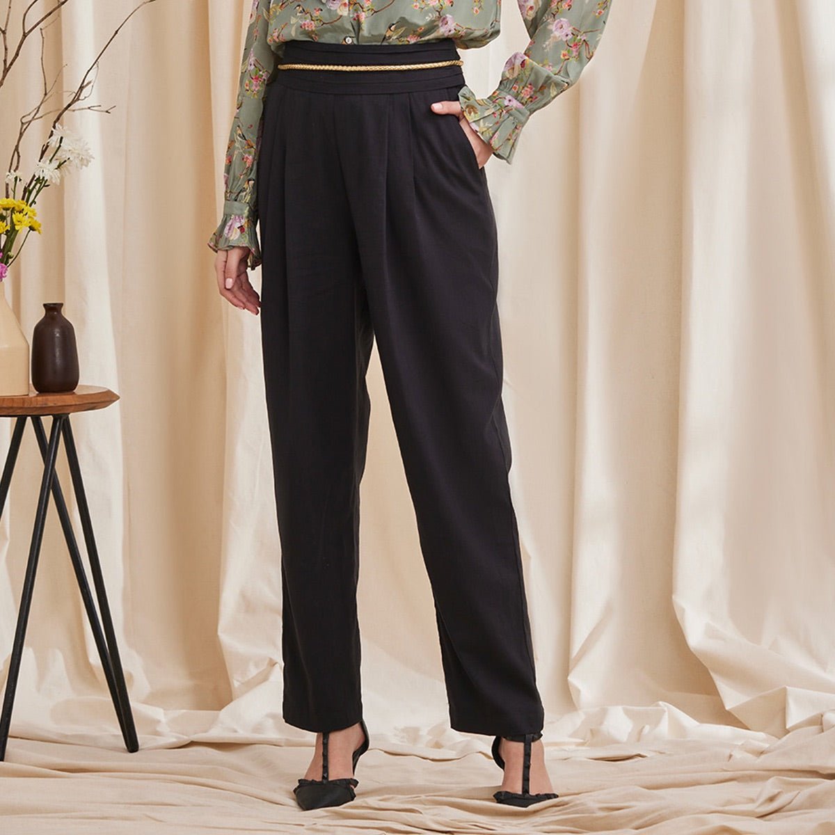 Noir Pants - Formal Black Trousers | Verified Sustainable by Brown Living™