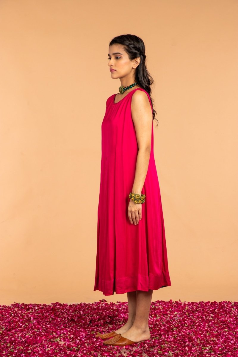 Buy Noor Pleated Modal Satin Dress | Shop Verified Sustainable Womens Dress on Brown Living™