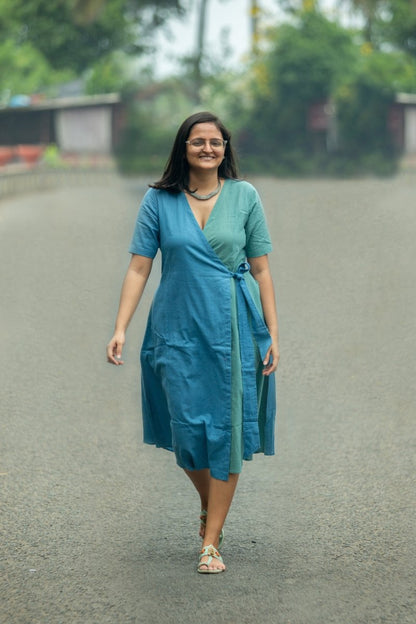 Northern Lights Khadi Wrap Dress | Verified Sustainable by Brown Living™