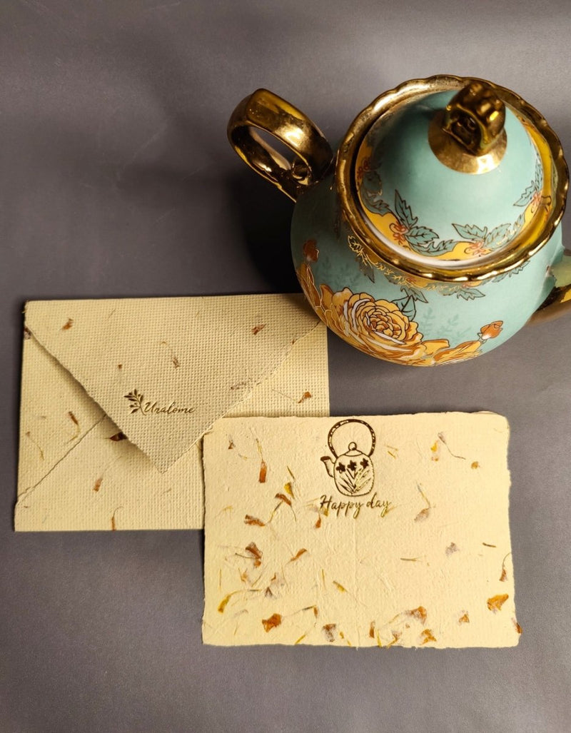 Buy Note Cards in Marigold Petal Paper- Happy Days | Shop Verified Sustainable Products on Brown Living