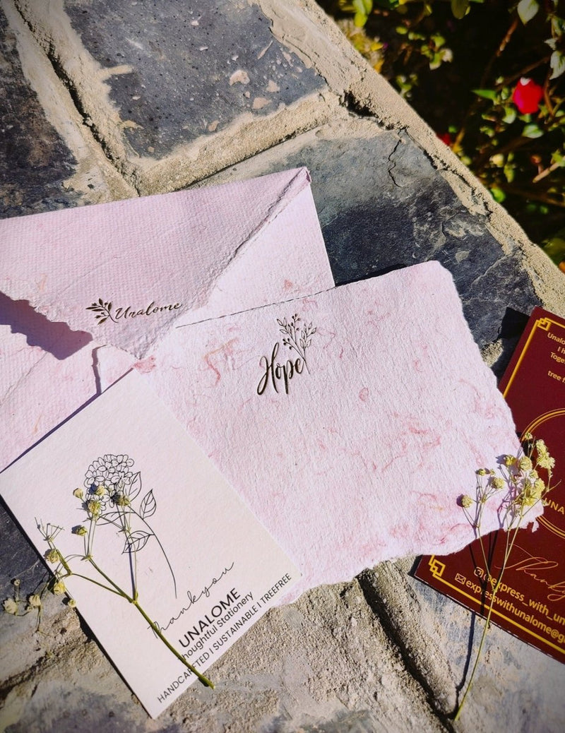 Buy Note Cards in Recycled Pink Textile Paper | Shop Verified Sustainable Products on Brown Living