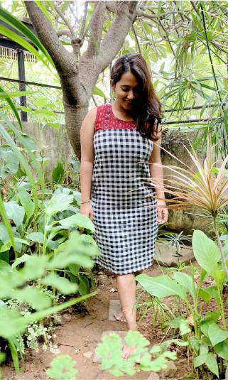 Buy Nysa Kotpad Dress with Ikat yoke | Shop Verified Sustainable Products on Brown Living