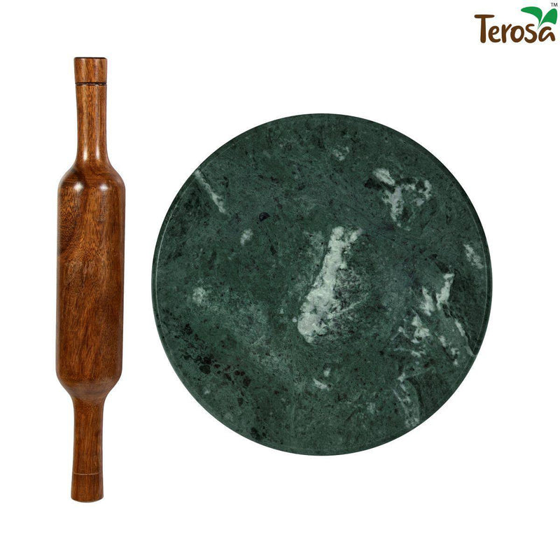 Buy Oasis Green Chakla Belan/Polpat Set - 9" Marble | Shop Verified Sustainable Products on Brown Living