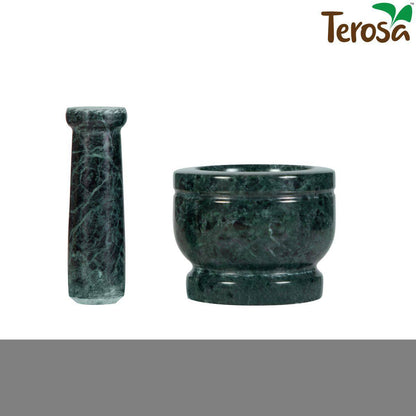 Oasis Green Mortar & Pestle Set or Idi Kallu or or Khalbatta or Spice Grinder - 4 Inch - Marble | Verified Sustainable by Brown Living™
