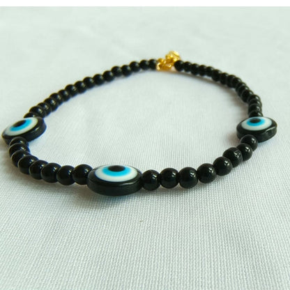 Obsidian Stone Anklet with Evil Eye | Verified Sustainable by Brown Living™