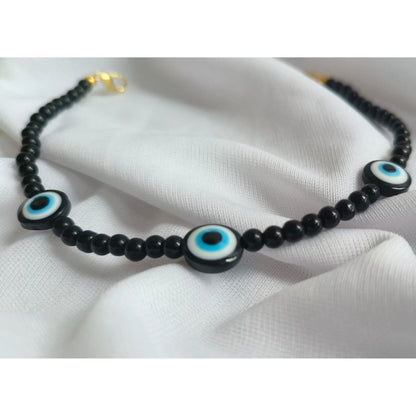 Obsidian Stone Anklet with Evil Eye | Verified Sustainable by Brown Living™