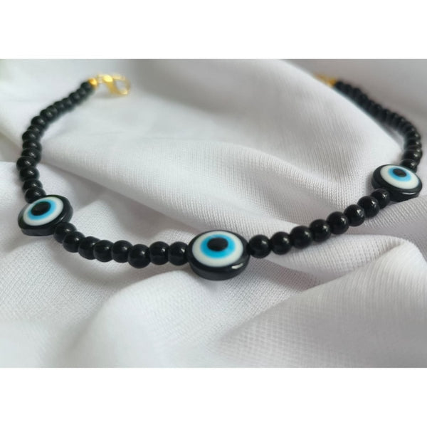 Buy Obsidian Stone Anklet with Evil Eye | Shop Verified Sustainable Womens Anklets on Brown Living™