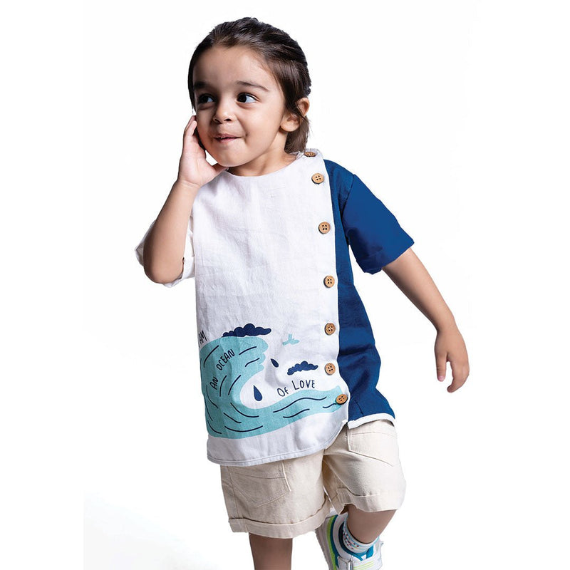 Buy Ocean Unisex 3/4th Kurta | Shop Verified Sustainable Products on Brown Living