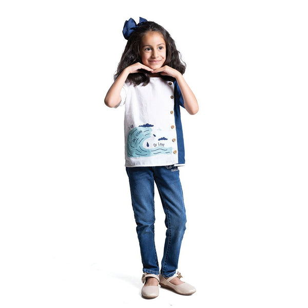 Buy Ocean Unisex 3/4th Kurta | Shop Verified Sustainable Kids Shirts on Brown Living™