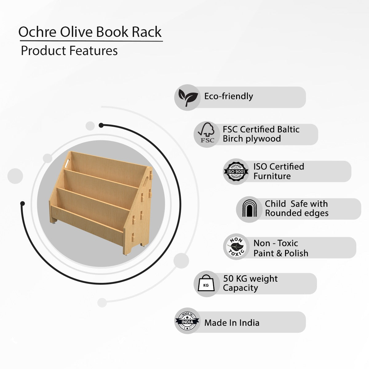 Ochre Olive Book Rack (L) | Verified Sustainable by Brown Living™