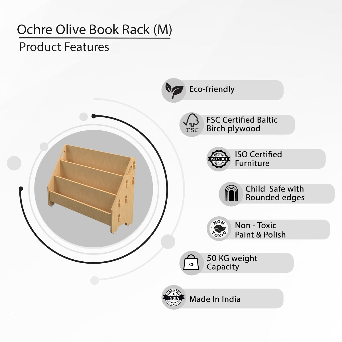 Ochre Olive Book Rack (M) | Verified Sustainable by Brown Living™