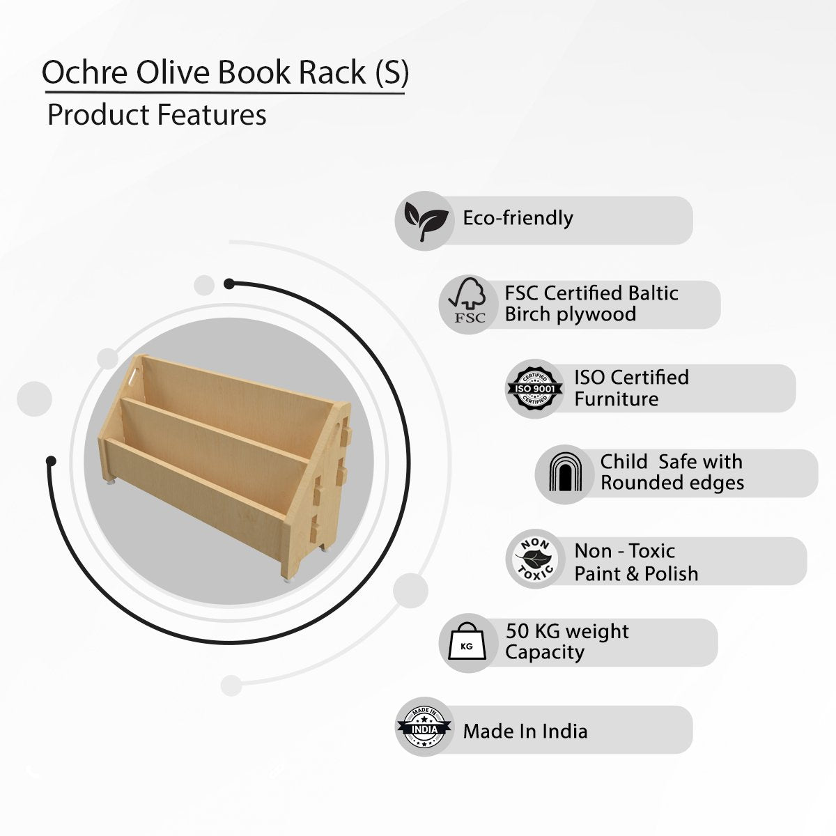 Ochre Olive Book Rack (S) | Verified Sustainable by Brown Living™