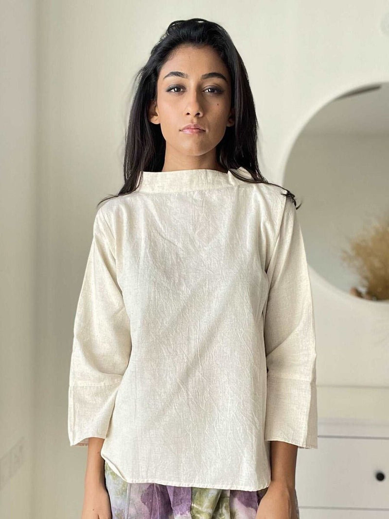 Buy Off White Cotton Top | Shop Verified Sustainable Womens Top on Brown Living™