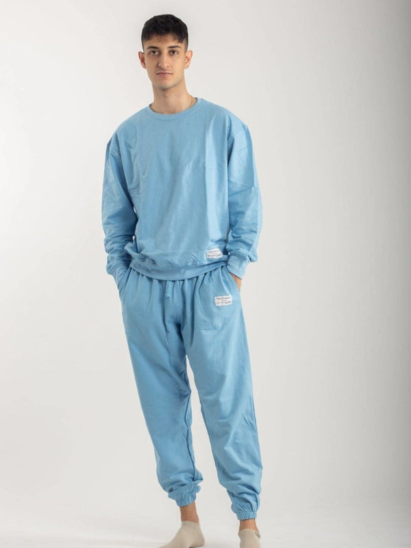 Buy Unisex Sky color OG Cotton Sweatsuit | Sweatshirt and Sweatpants | Shop Verified Sustainable Mens Co-Ord Sets on Brown Living™