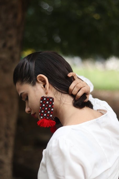 Buy Oja Textile Earrings | Upcycled handmade earrings | Shop Verified Sustainable Womens Earrings on Brown Living™