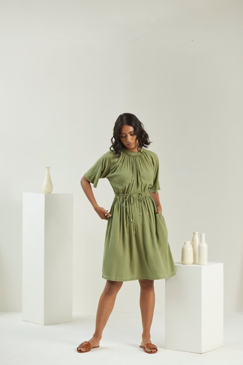 Buy Olive Green Dress | Womens Dress | Shop Verified Sustainable Products on Brown Living