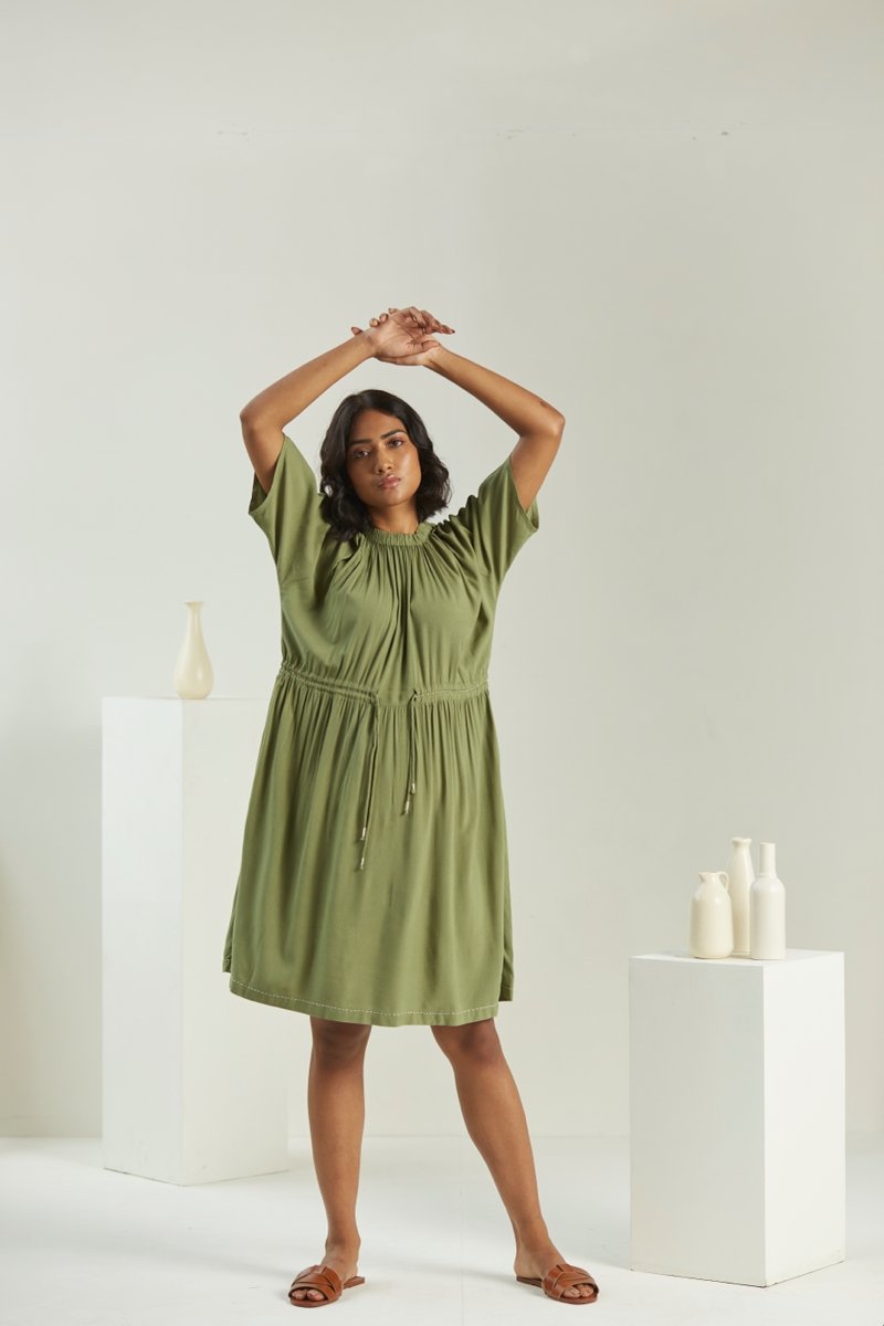 Buy Olive Green Dress | Womens Dress | Shop Verified Sustainable Products on Brown Living
