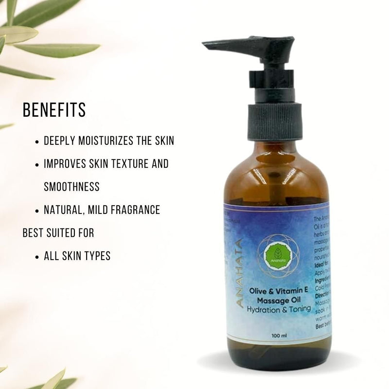 Buy Olive & Vitamin E Massage Oil Hydration & Toning -100ml | Shop Verified Sustainable Body Oil on Brown Living™