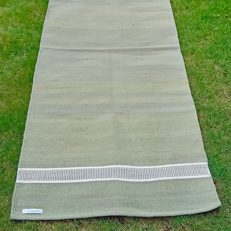 Buy Om | Herbal Cotton Dyed Yoga Mat | Rug - Tulsi Green | Shop Verified Sustainable Yoga Mat on Brown Living™