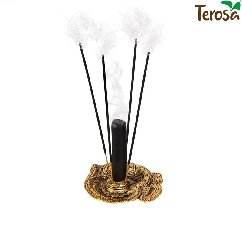 Buy OM Incense Stand Cum Dhoop Burner Gold - Agarbatti Stand | Shop Verified Sustainable Pooja Needs on Brown Living™