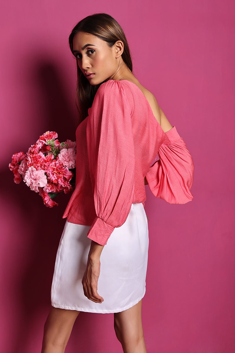 Buy One Shoulder Rouge Pink Top | Made with certified sugarcane fiber fabric | Shop Verified Sustainable Products on Brown Living