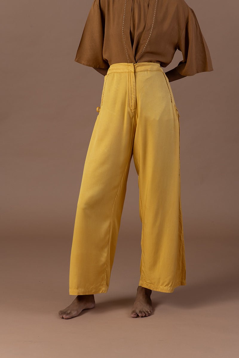Buy Onir Viscose Fabric Pleated Pants | Shop Verified Sustainable Womens Trouser on Brown Living™