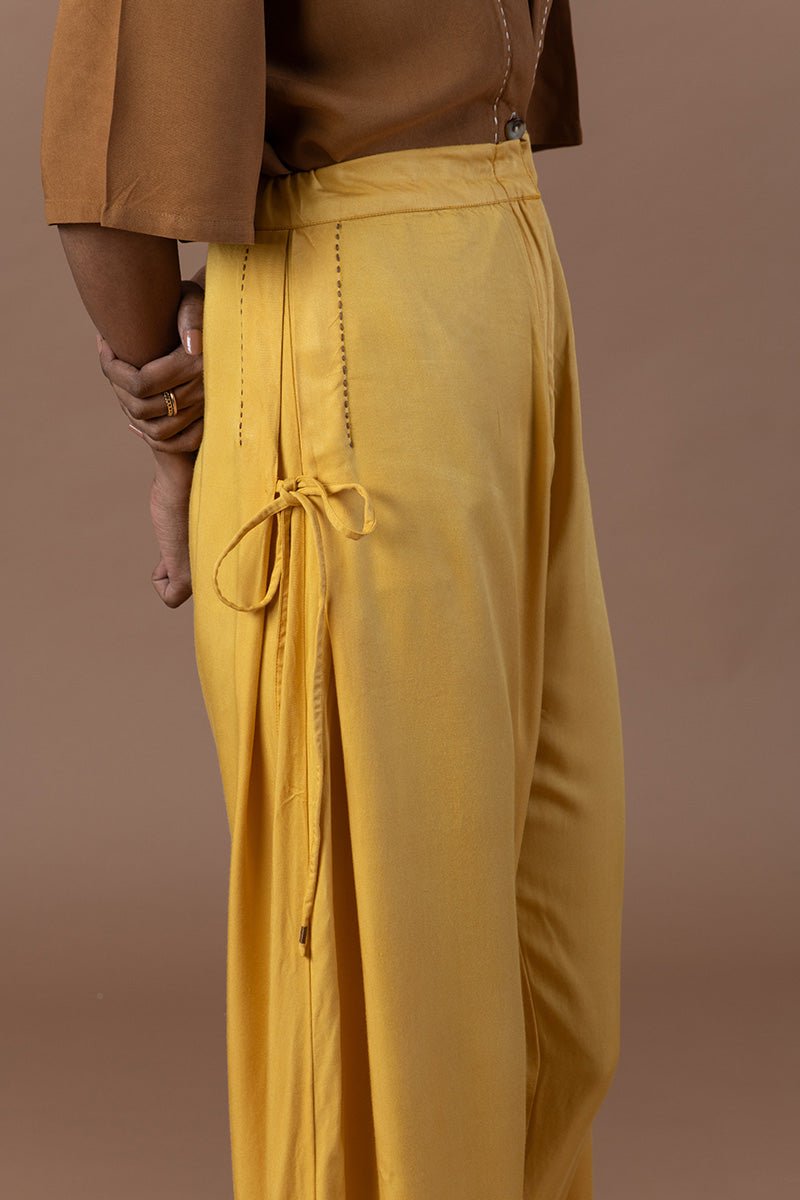 Buy Onir Viscose Fabric Pleated Pants | Shop Verified Sustainable Womens Trouser on Brown Living™