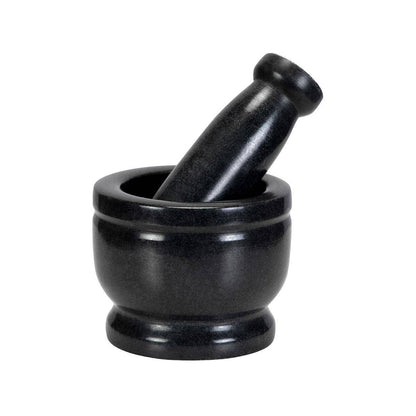 Onyx Black Mortar & Pestle Set or Idi Kallu - 4 Inch - Marble | Verified Sustainable by Brown Living™