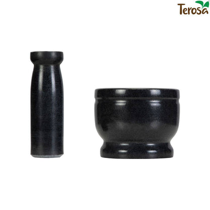 Onyx Black Mortar & Pestle Set or Idi Kallu - 4 Inch - Marble | Verified Sustainable by Brown Living™