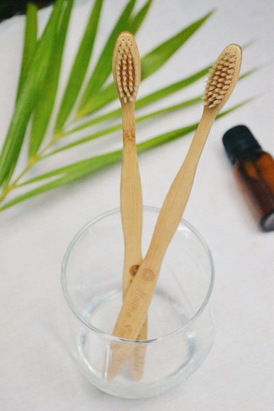 Oral Care Set - Bamboo Bristle Toothbrush and Copper Tongue Cleaner - Pack of 2 – Tooth Brush on Brown Living™. SKU: 076 - 02919 - AS - BTCT - 004. Img 2.