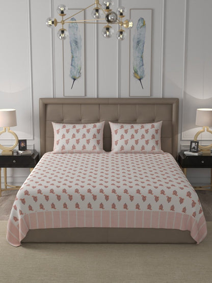Orange Elegant Hand Block Paisley Print Cotton Super King Size Bedding Set | Verified Sustainable by Brown Living™