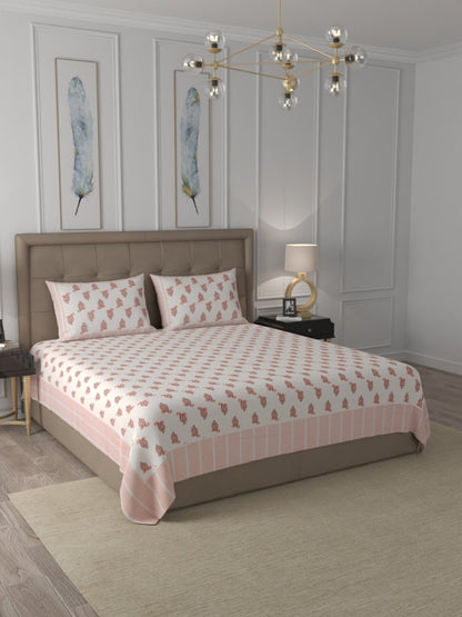 Orange Elegant Hand Block Paisley Print Cotton Super King Size Bedding Set | Verified Sustainable by Brown Living™