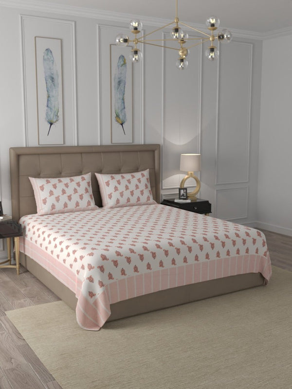 Buy Orange Elegant Hand Block Paisley Print Cotton Super King Size Bedding Set | Shop Verified Sustainable Bedding on Brown Living™